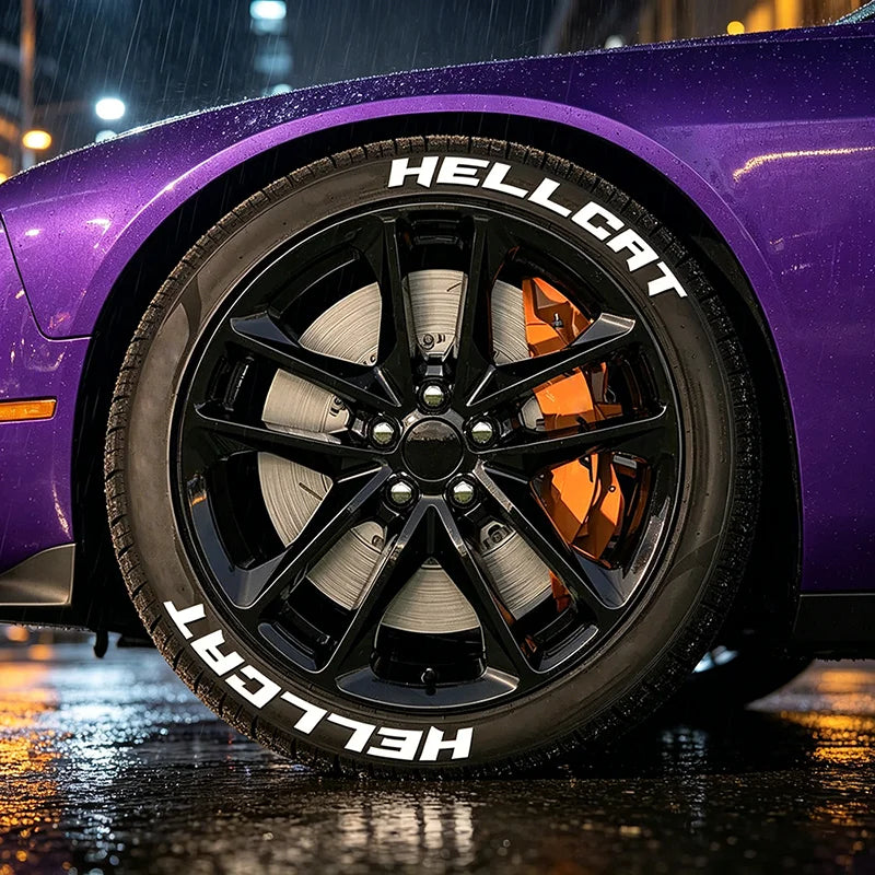 HELLCAT 3D Tire Letter Stickers for 4 Tires | 8pc Waterproof PVC