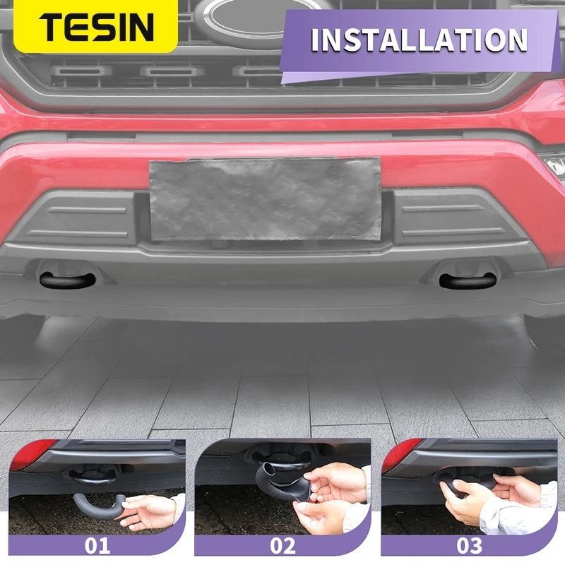 TESIN TPE Car Front Bumper Trailer Tow Hook Ring Protective Cover for Ford F150 2009-2021 2022 2023 2024 Exterior Accessories