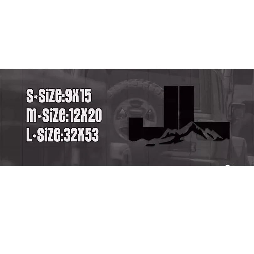 Mountain & Letter Blackout Decal Kit for Jeep Wrangler JK/JL (2007–2020) | Full Body Vinyl