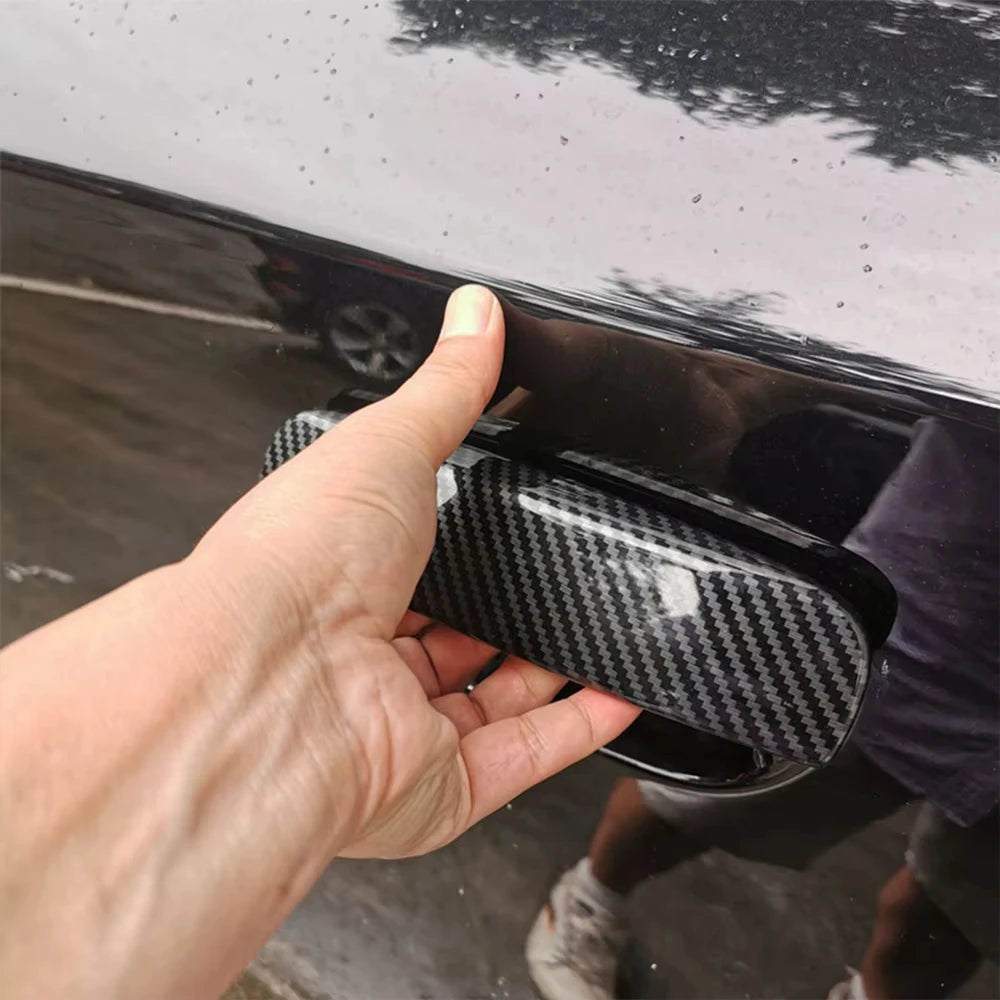 Glossy Black / Carbon Fiber Outer Door Handle Trim Covers for Dodge Charger / Challenger | 4-Piece