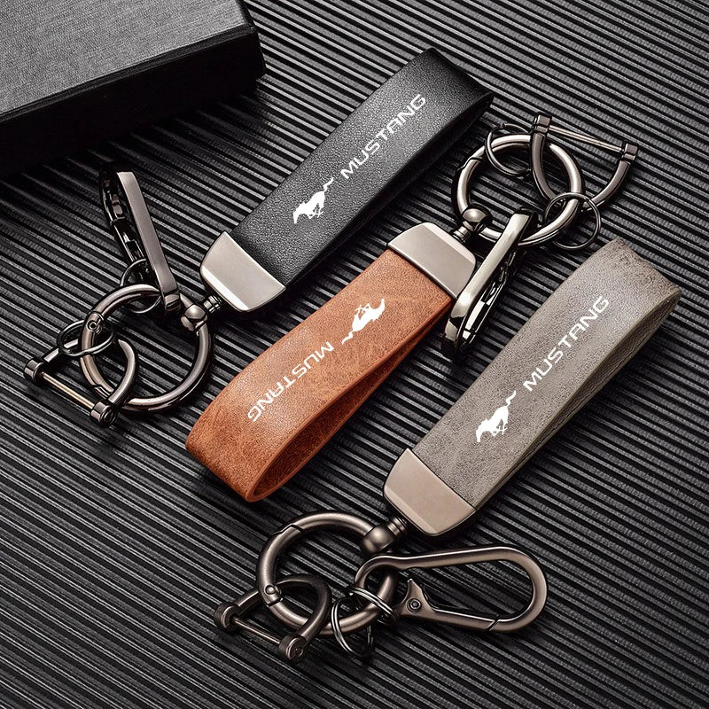 Leather Alloy Keychain Keyring Pendant for Ford Mustang / Fiesta / Focus / Mondeo | Gift
