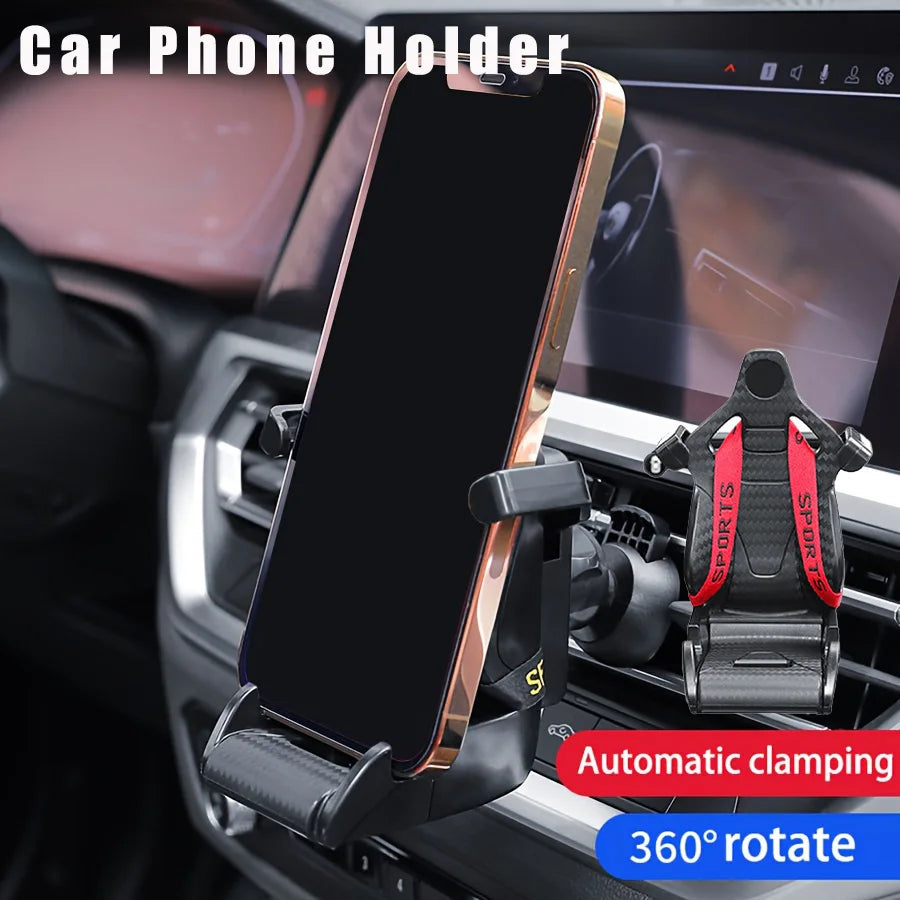 Carbon Fiber Racing Seat Car Phone Mount – Air Vent GPS Holder