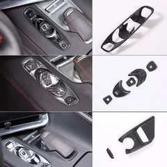 Real Carbon Fiber Cover For Chevrolet Corvette C8 2020 2021 2022 2023 Car Console Gear Shift Button Sticker Accessories