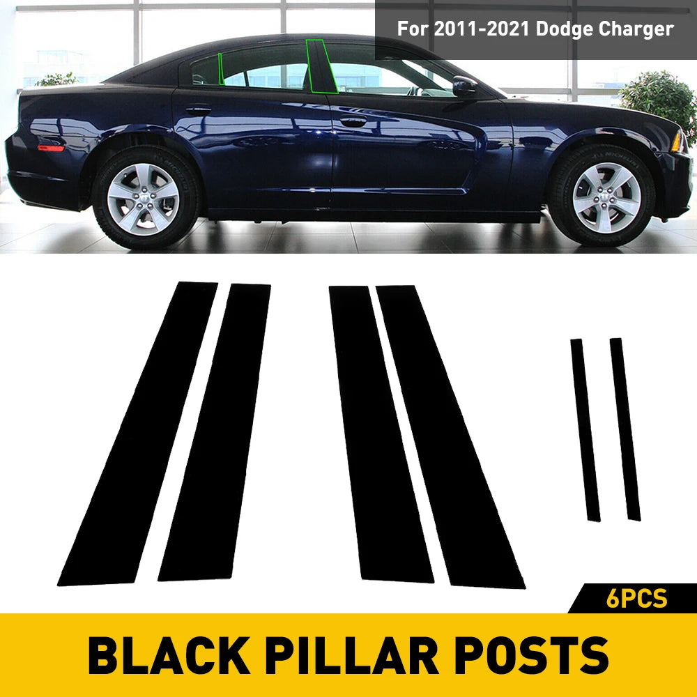 Gloss Black B&C Pillar Post Cover for Dodge Charger (2011–2021) | 6pc