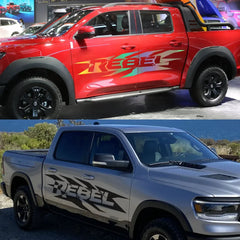 HEMI Door Side Graphic Decal for Dodge RAM 1500 / 2500 / 3500 Rebel | 2-Piece Vinyl Sticker