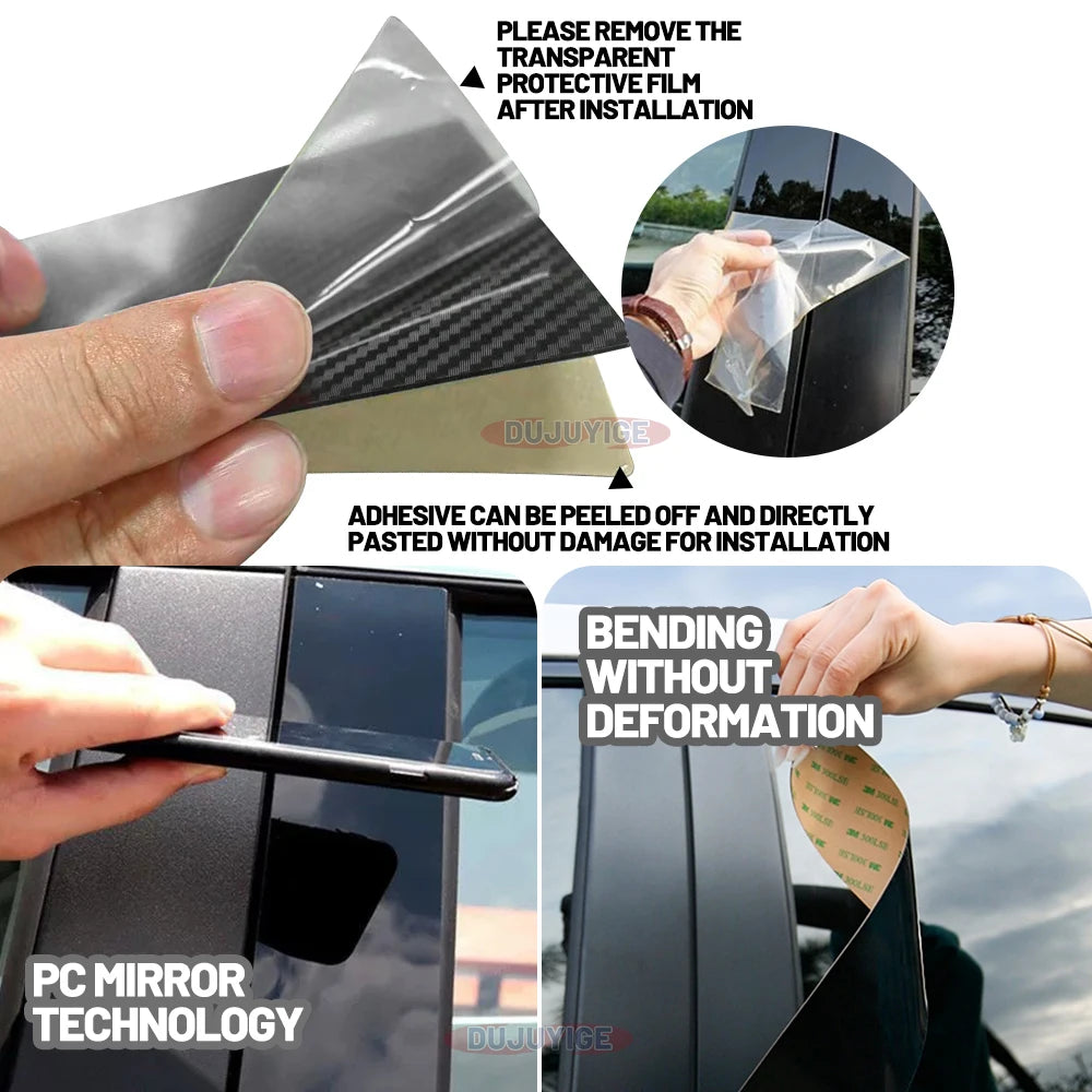 For Subaru XV GP 2011-2017  2012 2013 2014 2015 Carbon Fiber Window Door Column Deal B C Pillar Post Cover Trim Sticker