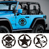 Army Star Vinyl Decal Sticker – Jeep Wrangler & All 4x4 Models | 3 Patterns, 4 Sizes, 4 Styles