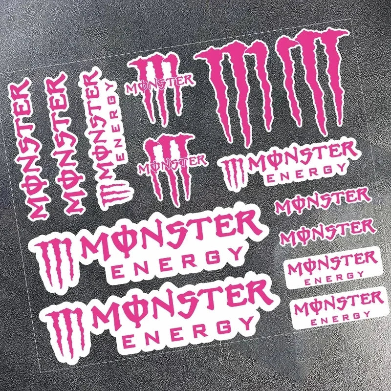 Monster Energy Motorcycle Side Strip Sticker - Reflective Vinyl Decals for Cars & Motorcycles