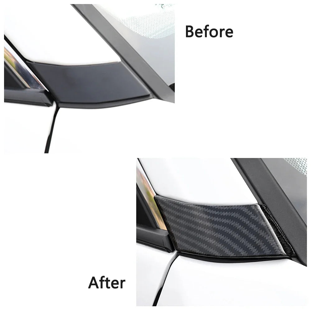 For Toyota Rav 4 Rav4 2019-2025 Carbon Fiber Color Car Door Window Bracket A Pillar Protection Cover C Pillar Trim ABS Sticker