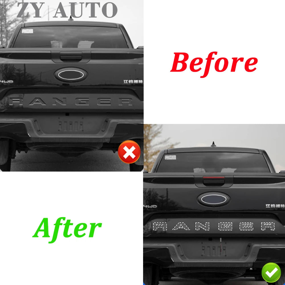 For Ford Ranger 2023 2024 2025 Tailgate Insert Letters Rear Door Logo Letter Rear Emblem Door Tailgate Letters Trim Accessories