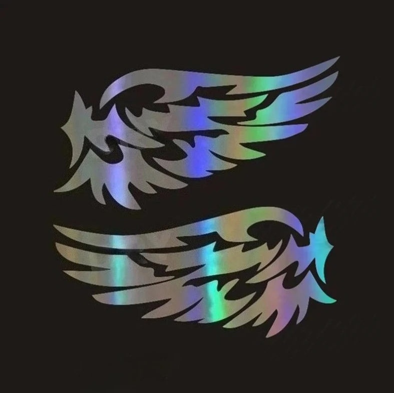 Angel Wings 3D Reflective Car Decal | 2-Piece Waterproof Vinyl Sticker for Cars & Motorcycles