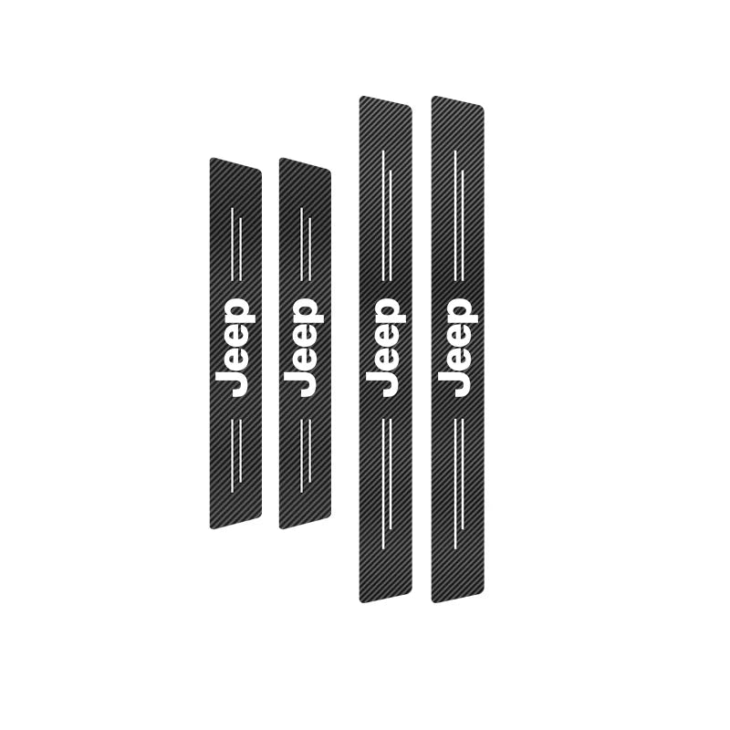 Carbon Fiber Door Sill Anti-Stepping Protector Sticker for Jeep Renegade | Leather-Look JEEP
