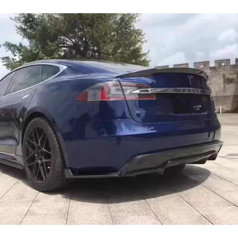 Real Carbon Fiber Rear Bumper Diffuser & Splitters for Tesla Model S (2017+) | Back Lip Body Kit