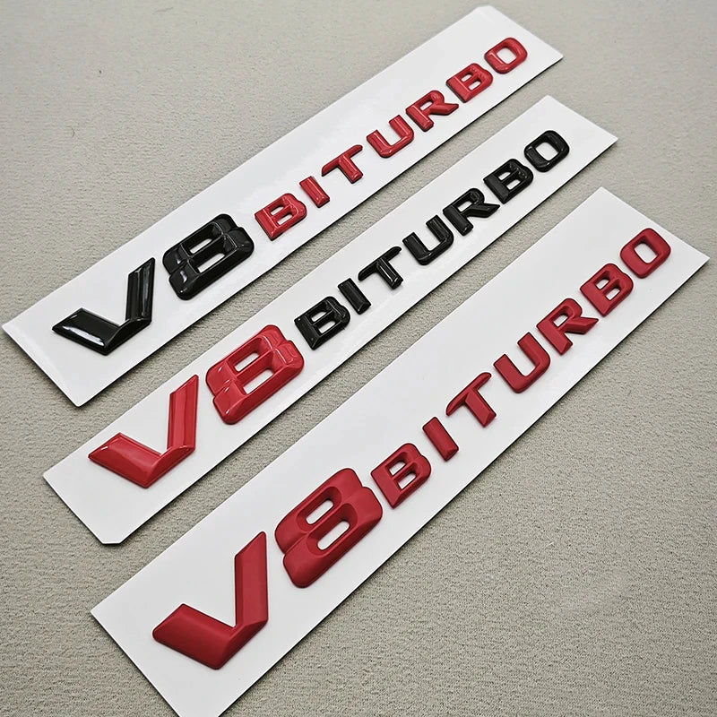 3D ABS Chrome V8 BITURBO Emblem Fender Side Badge for Mercedes-Benz AMG | Decal Sticker