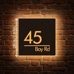 Custom LED House Number Sign Backlit Crystal Base Luminous Acrylic Logo Sign Home Entrance Door Plate for Villa Apartment Decor