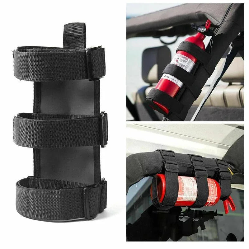 Adjustable Roll Bar Fire Extinguisher Mount Holder for Jeep Wrangler CJ/YJ/LJ/TJ/JK/JL | 3 lb Belt