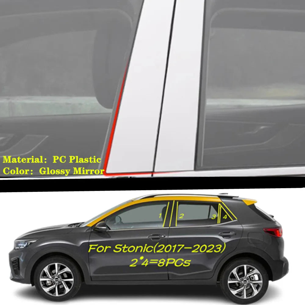 For Kia Stonic/KX1 2017 2018 2019 2020-2024 Car TPU/Glossy Mirror Pillar Post Cover Door Trim Window Molding Sticker Accessories