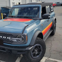 Load image into Gallery viewer, Retro Sunset Hood &amp; Waistline Stripe Decal for Ford Bronco (2021–2023) | Custom Vinyl Wrap Graphics