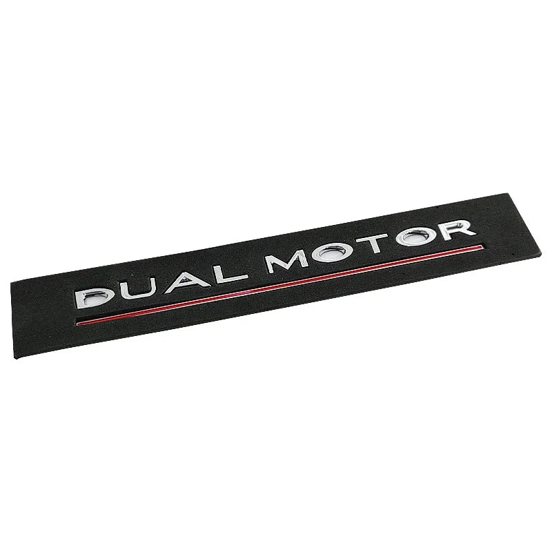 3D ABS Chrome Red Line Black Logo DUAL MOTOR Emblem Letters Car Styling Trunk Badge For Tesla 3 Y S X DUAL MOTOR Accessories