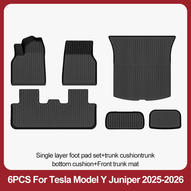 TPE Floor Mats & Luggage Mat for Tesla Model Y Juniper Premium / Performance (2025+) | All-Weather Set