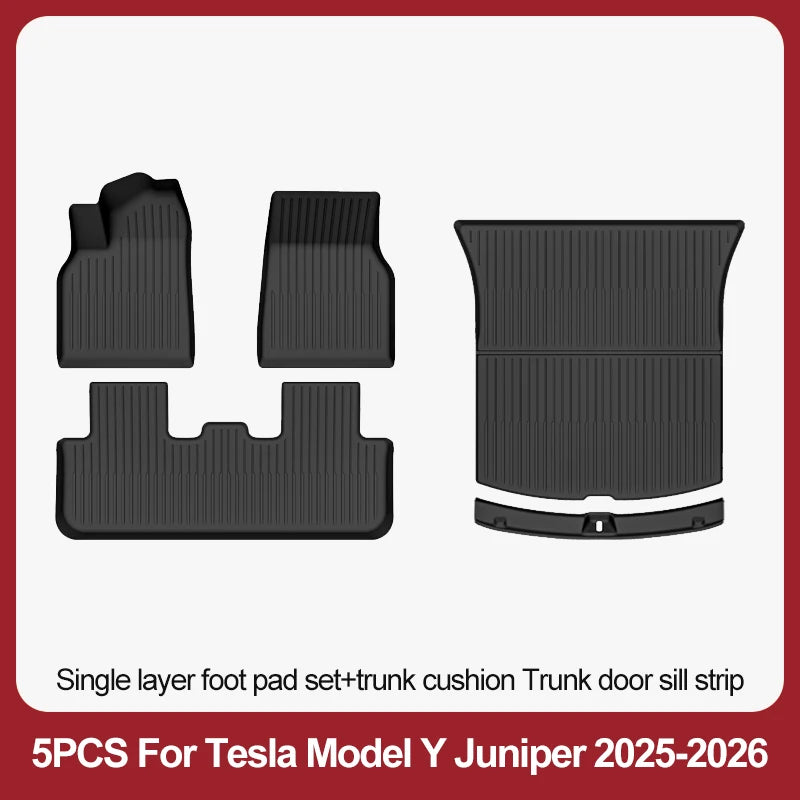 TPE Floor Mats & Luggage Mat for Tesla Model Y Juniper Premium / Performance (2025+) | All-Weather Set