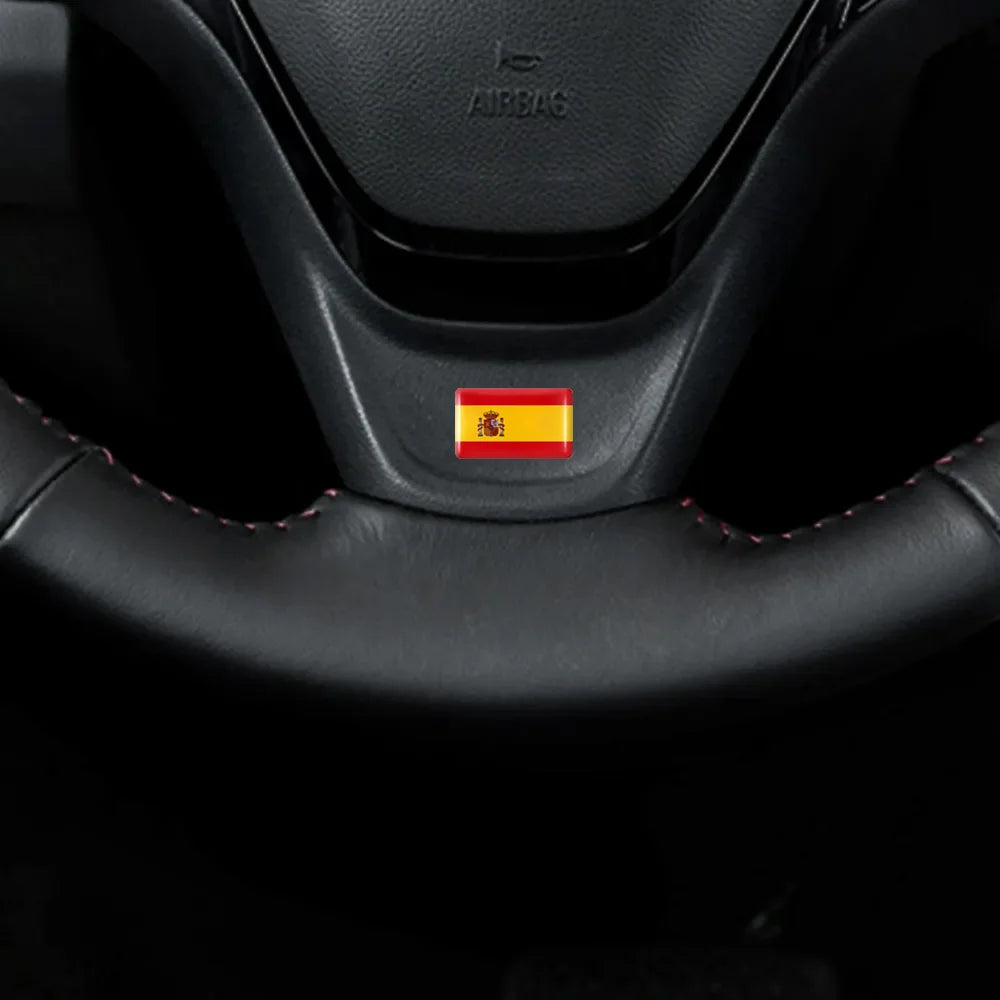 Epoxy Spain Flag Sticker Car Interior Decoration Decal | 10 / 20 / 50 Pack for SEAT / Cup Holder