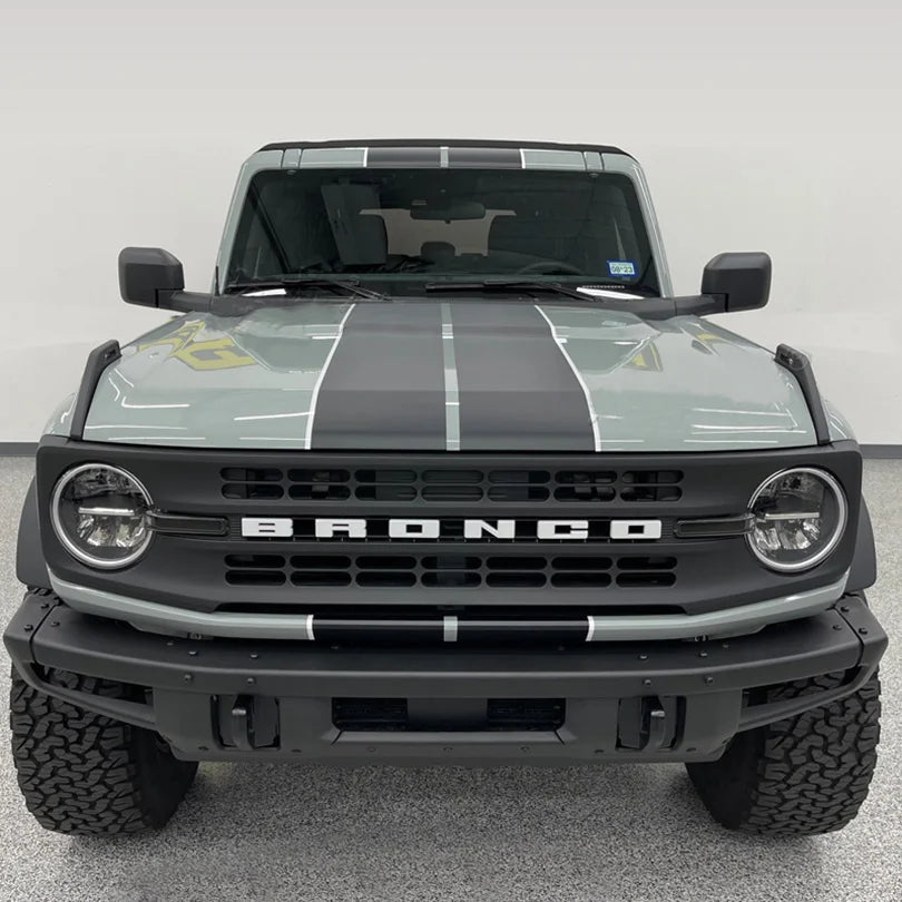 Matte Black Double Stripe Hood Scoop Decal for Ford Bronco (2021–2023) | Personalized Vinyl Overlay