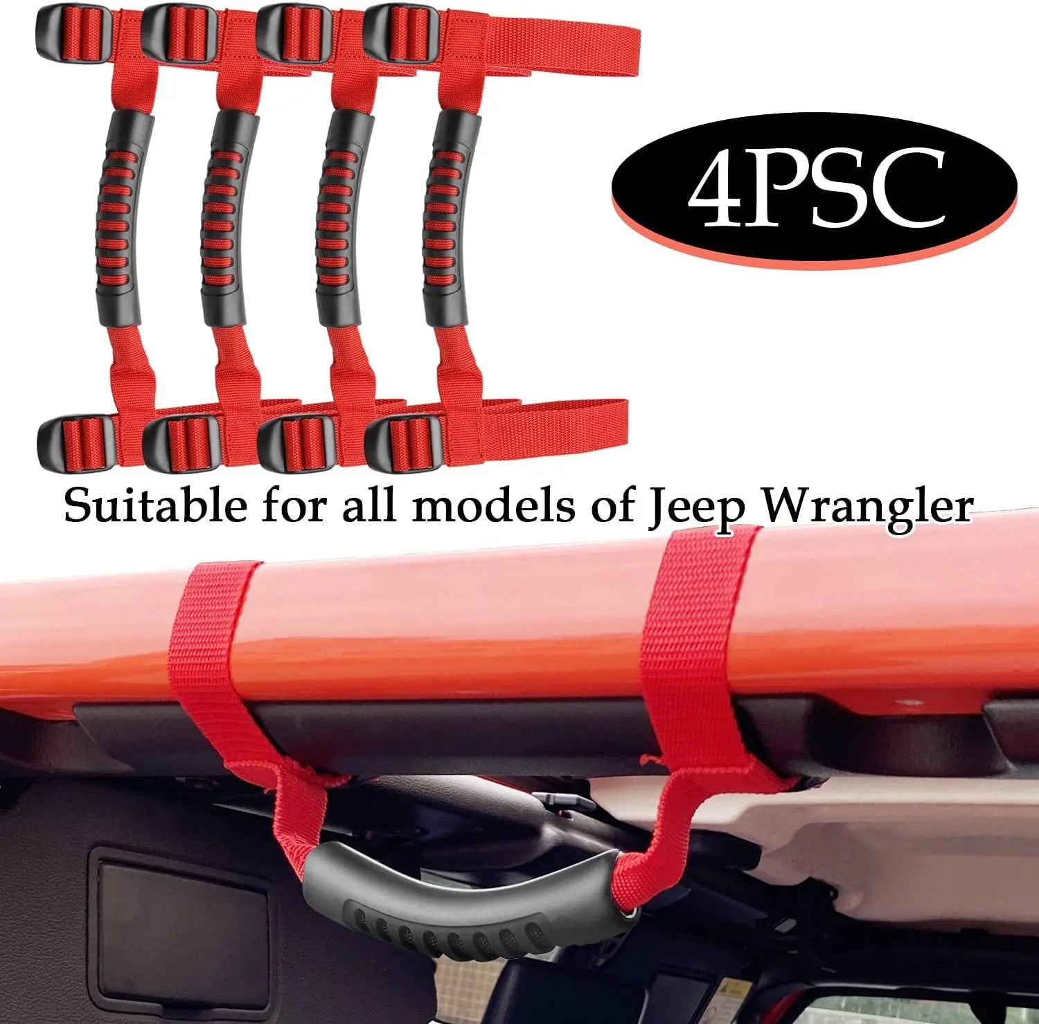 Roll Bar Grab Handles Grip for Jeep Wrangler YJ/TJ/JK/JL (1995–2021) | 4-Piece Set