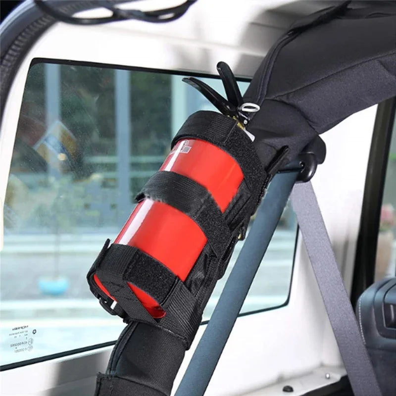 Adjustable Roll Bar Fire Extinguisher Mount Holder for Jeep Wrangler CJ/YJ/LJ/TJ/JK/JL | 3 lb Belt
