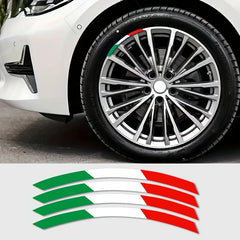 Green White Red Italian Flag Stripe Wheel Decal | Waterproof Vinyl Sticker for Cars & Motorcycles