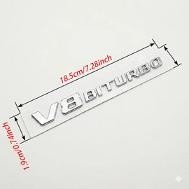 Chrome V8 BITURBO Fender Side Badge Emblem Decal for Mercedes-Benz AMG | Logo Sticker