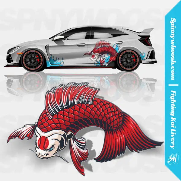 Limited Edition Koi Fish Car Decal Livery - 2-Piece Premium Vinyl Set