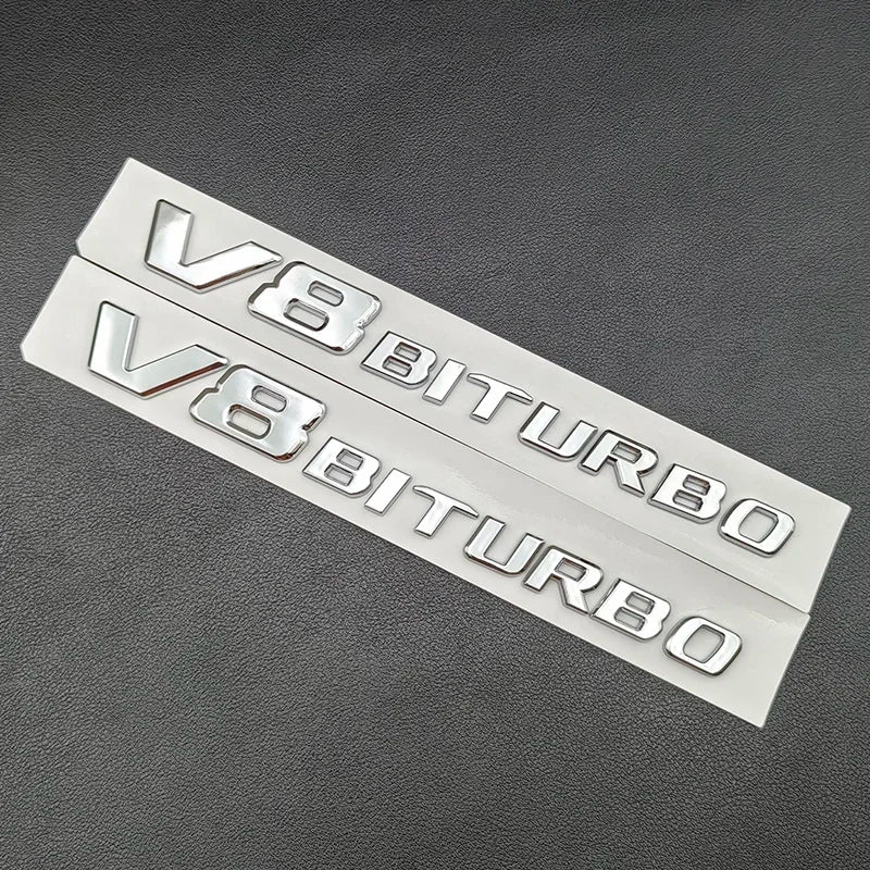 3D ABS Chrome C63S Logo V8 BITURBO Badge Trunk Emblem Sticker for Mercedes-Benz AMG | Decal