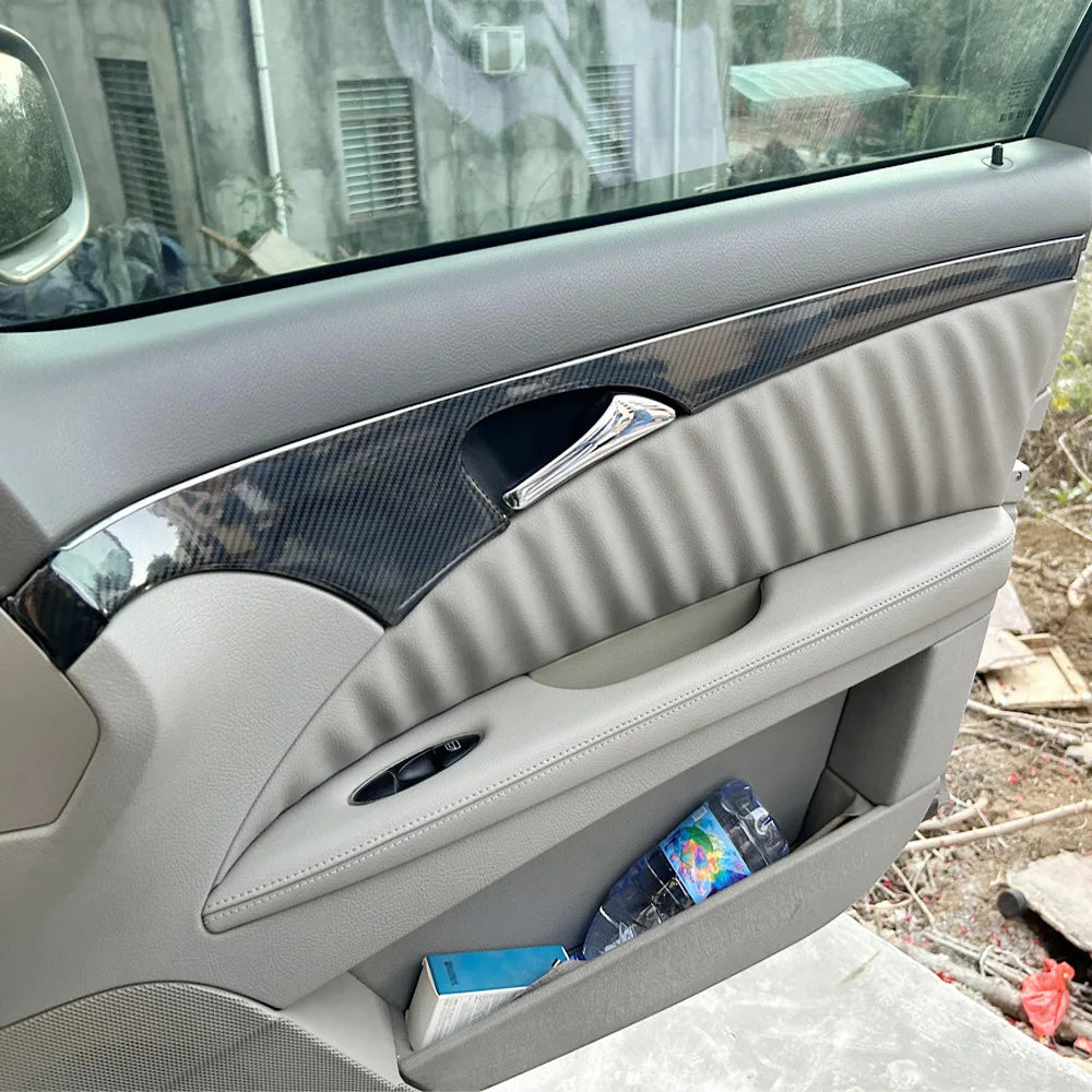 Interior Central Control Panel & Door Handle Trim for Mercedes-Benz E-Class W211 (2003–2008) | Carbon Fiber
