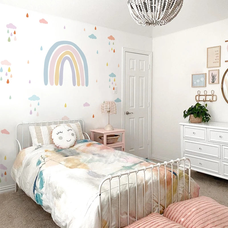 Boho Rainbow Wall Decals - Waterproof Nursery Stickers for Kids' Rooms & Bedrooms