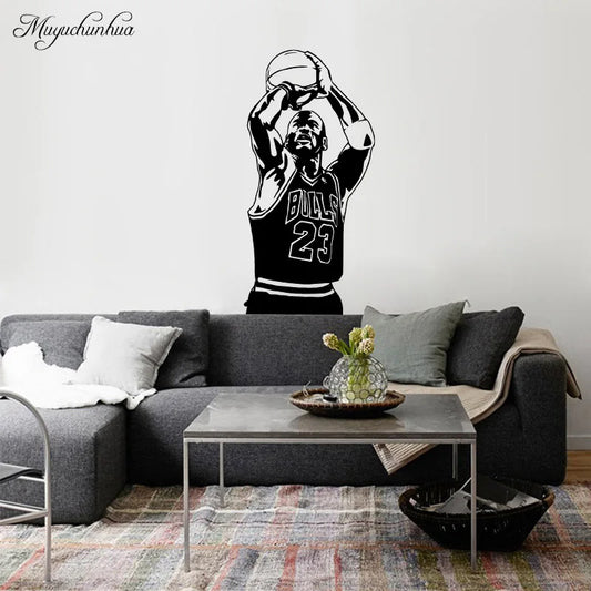 Basketball Player Wall Sticker Self Adhesive Vinyl Waterproof Wall Art Decal For Kids Room Living Room Home Decor Sticker Mural