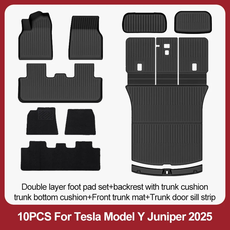 TPE Floor Mats & Luggage Mat for Tesla Model Y Juniper Premium / Performance (2025+) | All-Weather Set