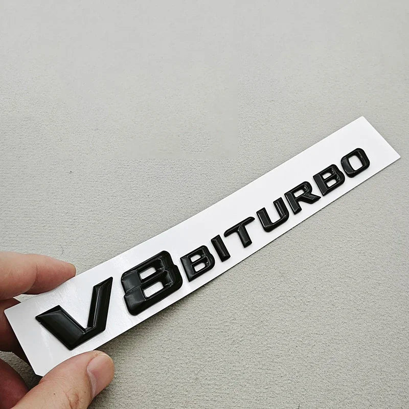 3D ABS Chrome V8 BITURBO Emblem Fender Side Badge for Mercedes-Benz AMG | Decal Sticker