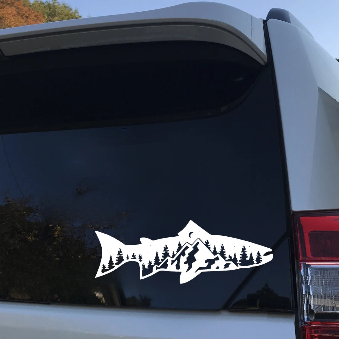 Forest & Fish Outdoor Adventure Decal | SUV, 4x4 & Off-Road Window Graphic Sticker
