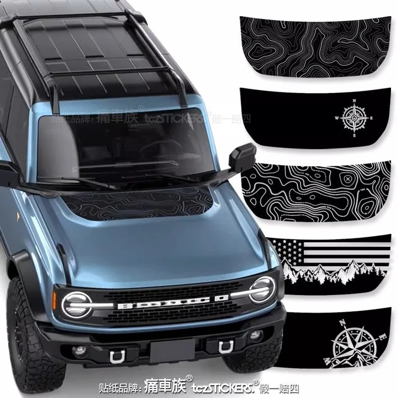 Hood Sporty Fashionable Professional Vinyl Kit for Ford Bronco | PVC Appearance Wrap
