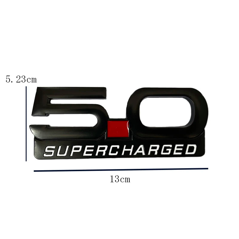 3D Metal 5.0 Supercharged Fender & Trunk Badge | Ford Mustang Styling Emblem