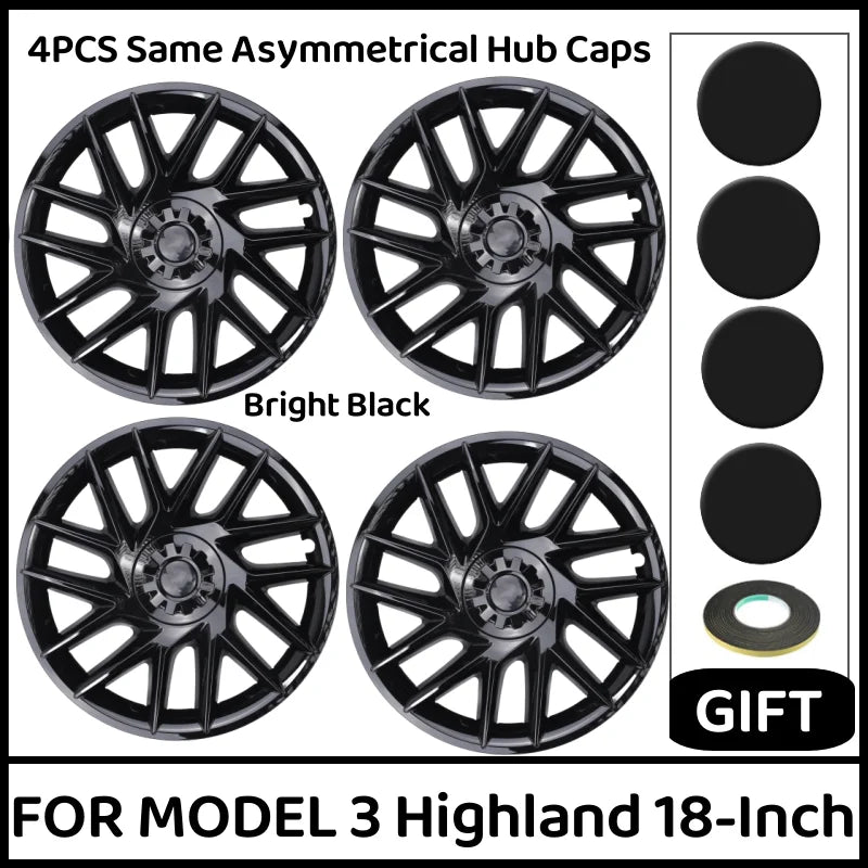 18" Performance Hub Cap Wheel Covers for Tesla Model 3 Highland (2024) | 4-Piece Replacement Set