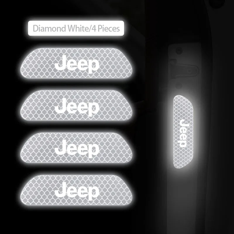 Door Reflective Safety Warning Stickers for Jeep Wrangler / Rubicon | 4-Piece JEEP Mark