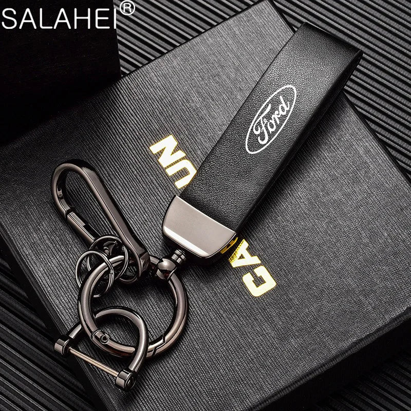 Leather Alloy Keychain Keyring Pendant for Ford Mustang / Fiesta / Focus / Mondeo | Gift