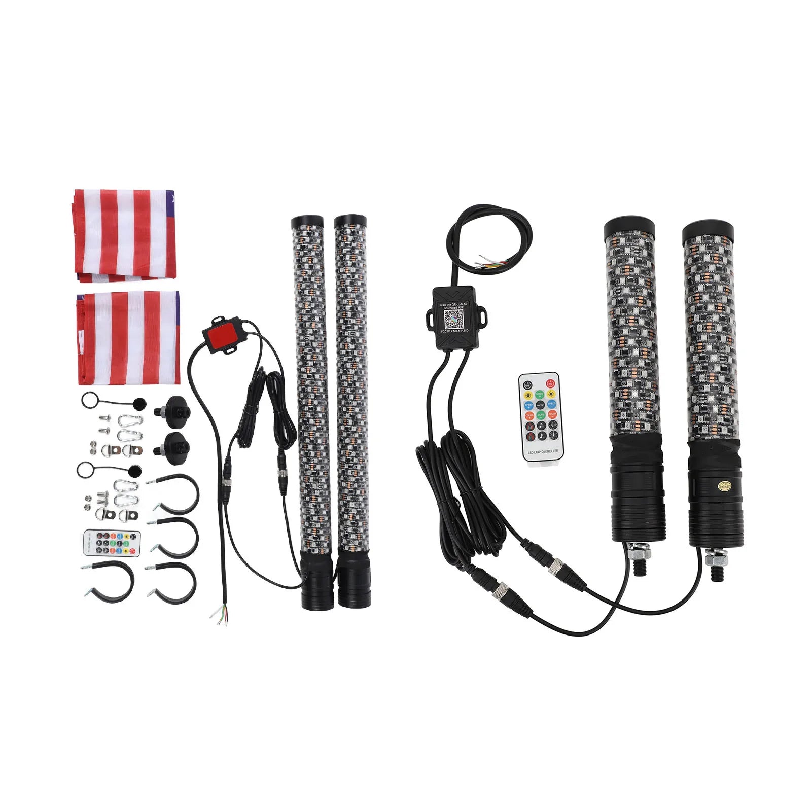 2pcs  Spiral RGB LED Whip Light 10 Speed Settings 300 Patterns Sound Activated Chasing Whip Lights for RZR UTV ATV Off Road
