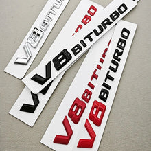 Cargar imagen en el visor de la galería, 3D ABS Chrome V8 BITURBO Emblem Fender Side Badge for Mercedes-Benz AMG | Decal Sticker