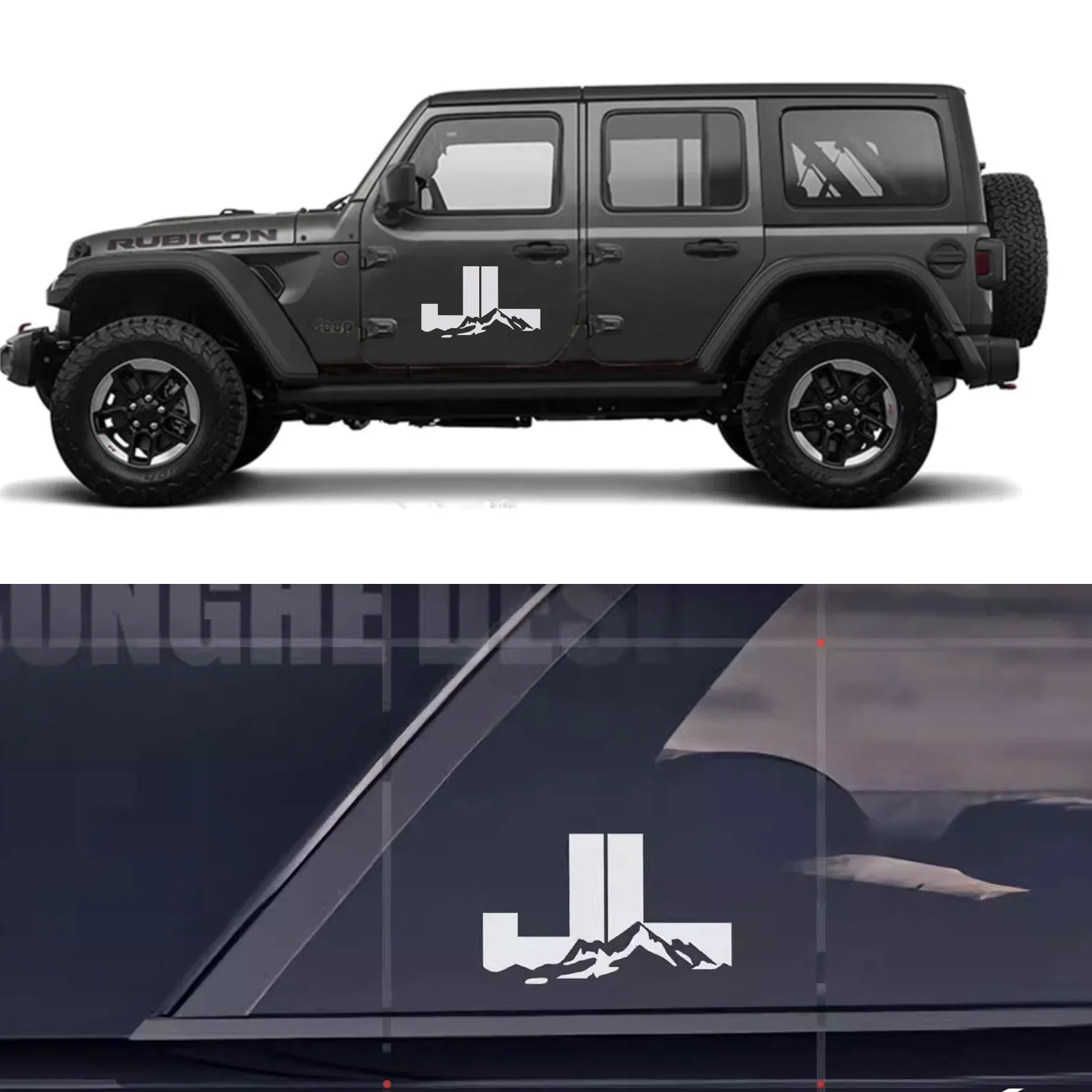 Mountain & Letter Blackout Decal Kit for Jeep Wrangler JK/JL (2007–2020) | Full Body Vinyl