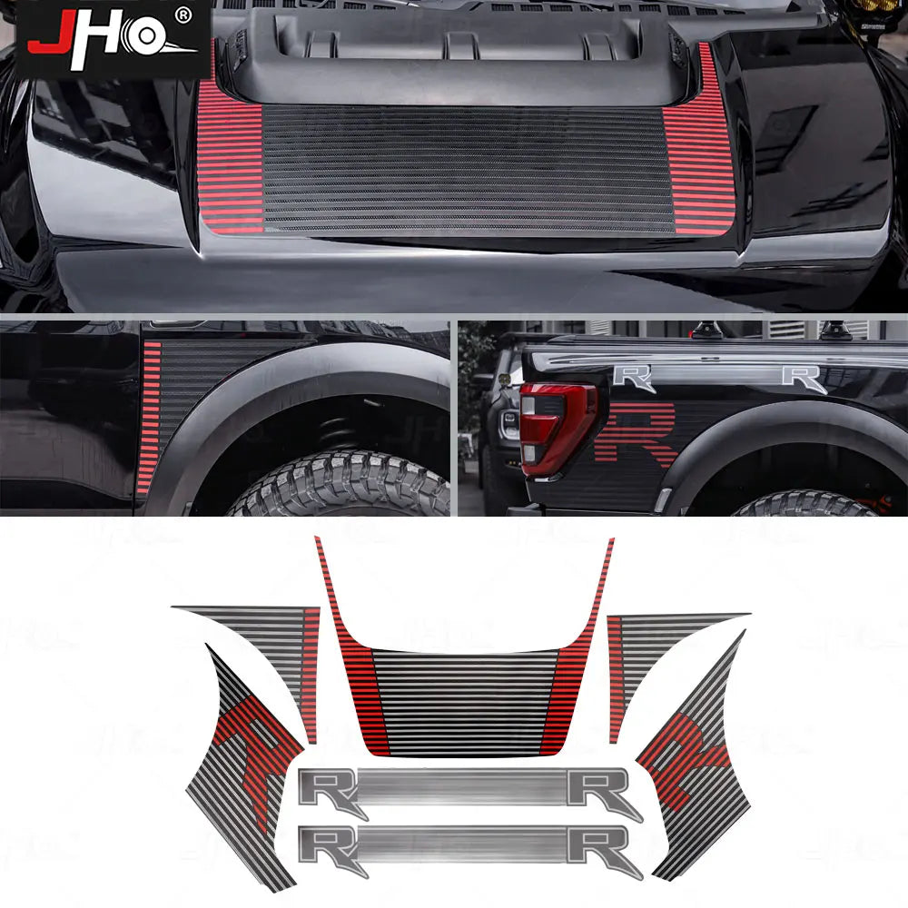 JHO Sport R Precut Bedside & Hood Wrap Kit for Ford F-150 Raptor (2022-2025) | Matte Stripe