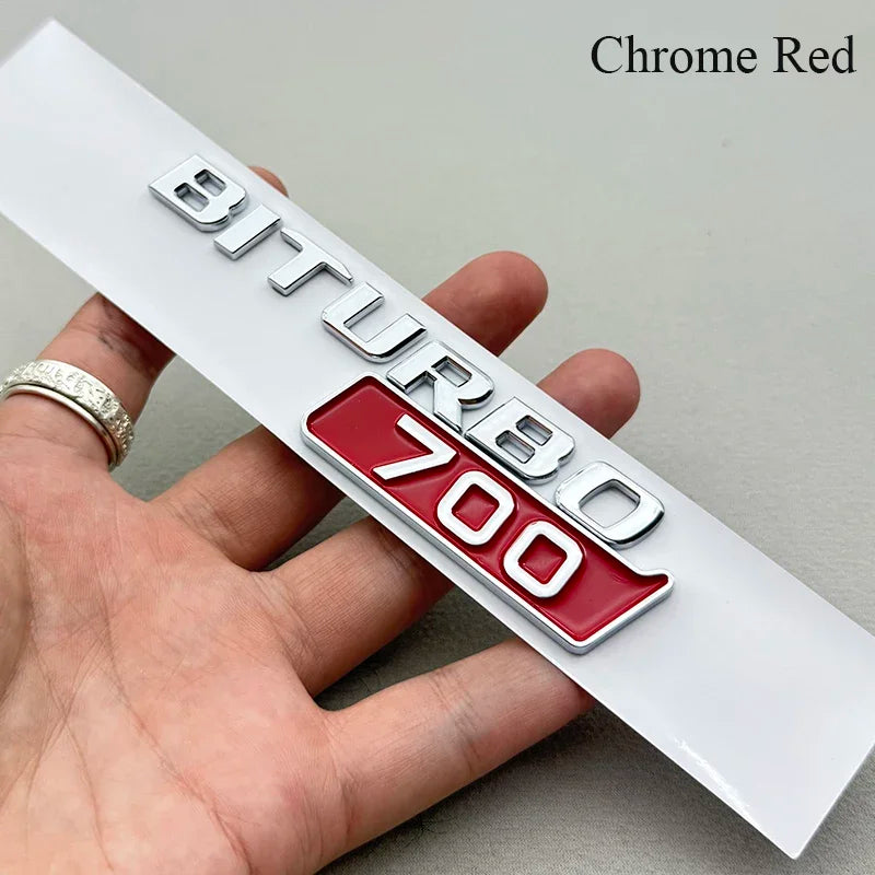 2-Piece BITURBO 700 Letters Fender Side Badge Emblem Decal for Mercedes-Benz AMG | 3D Sticker