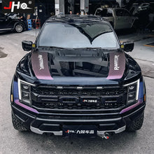 Load image into Gallery viewer, JHO Carbon Grain Front Bonnet &amp; Side Hood Stripe for Ford F-150 Raptor | Engine Vinyl